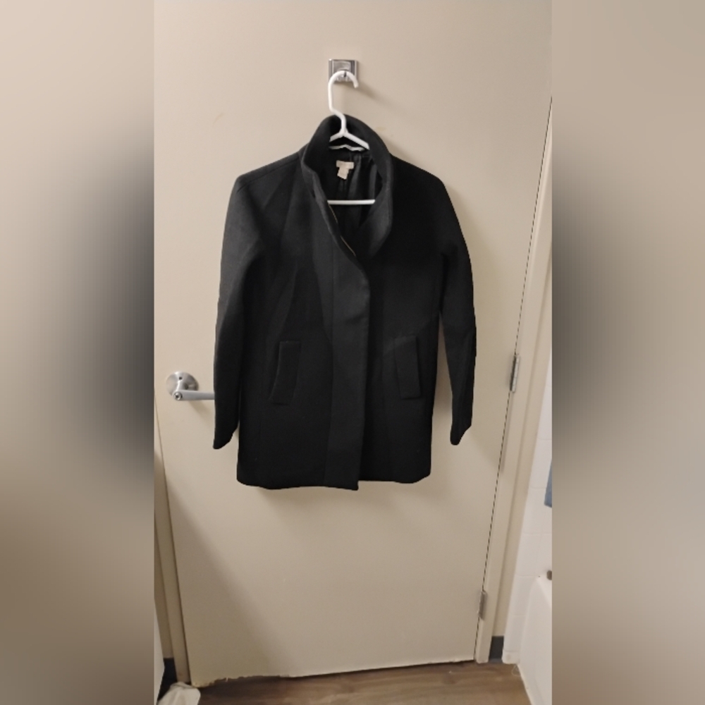 J.Crew Women's Black Wool Blend City Coat Sz 0